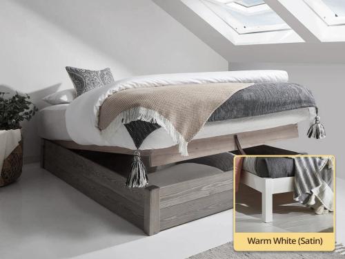 white ottoman wooden bed space saver without headboard