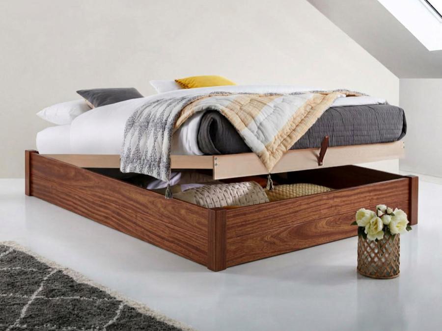 ottoman storage bed no headboard sapele