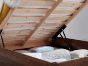wooden ottoman storage bed in solid beech inside view