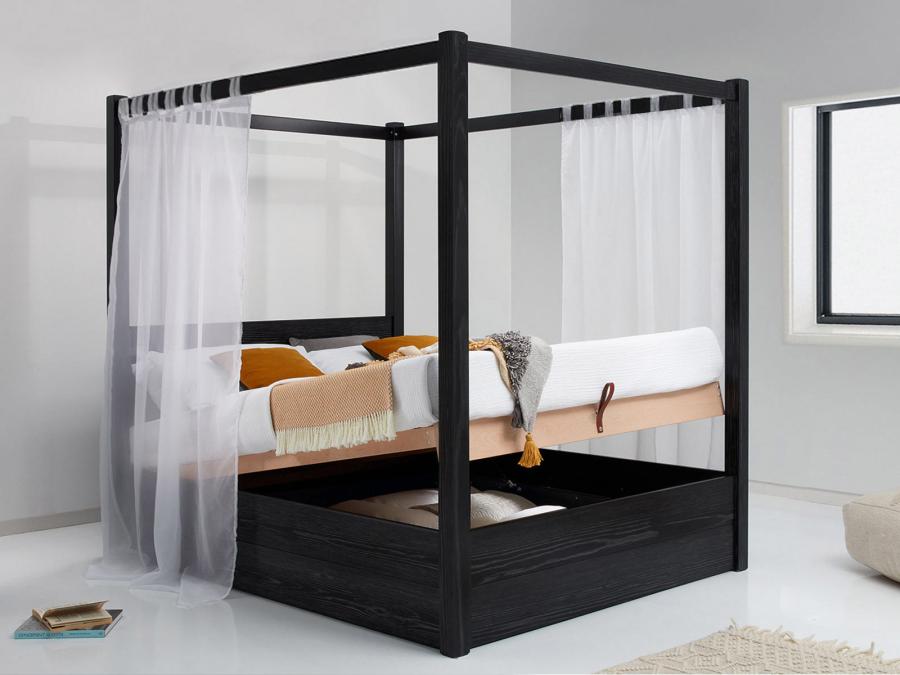 black ottoman four poster storage bed by get laid beds