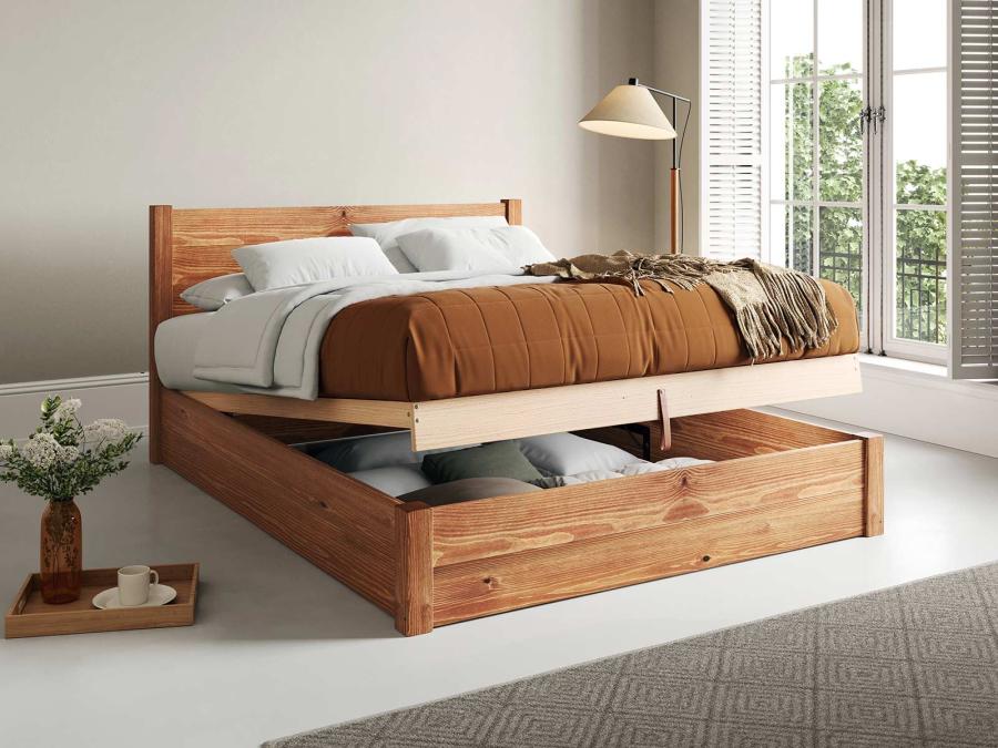 ottoman storage bed in cinnamon solid pine by get laid beds