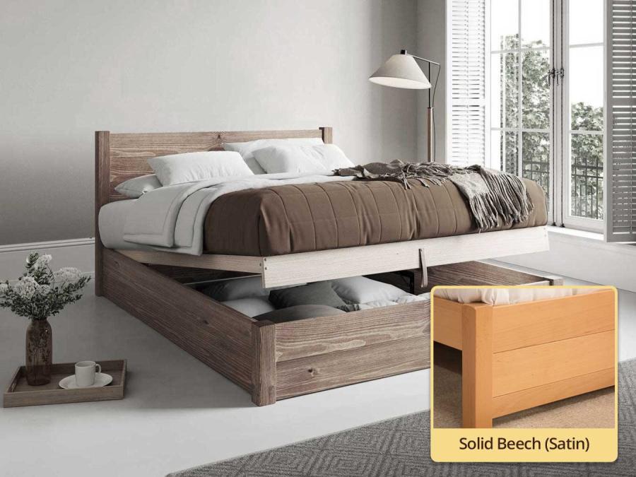 solid beech ottoman storage bed