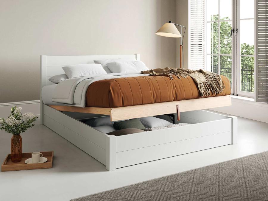 w0ood white ottoman storage bed