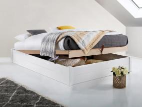 white wooden ottoman storage bed frame