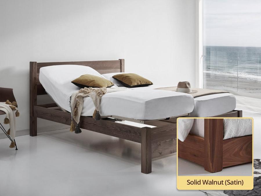 oxford bed adjustable in solid walnut