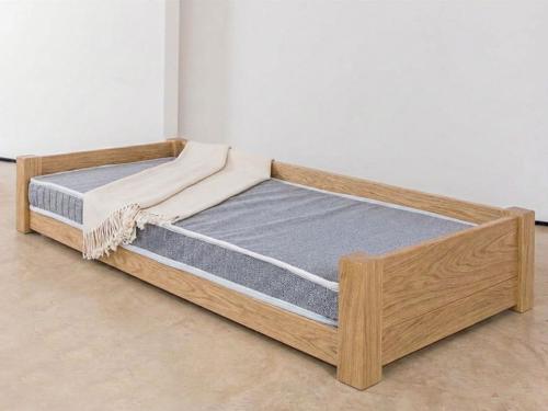 large wooden pet bed oak