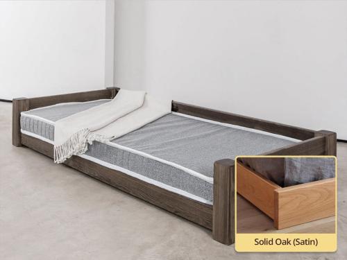 large pet bed in oak