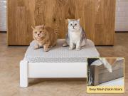 raised wooden pet bed in grey wash by get laid beds