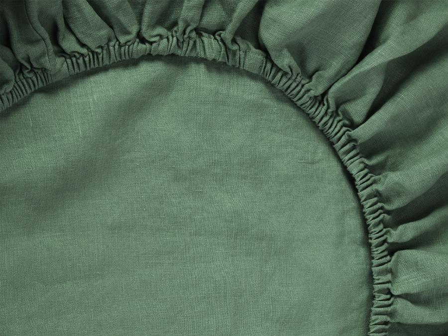 Elm Green Linen Blend Fitted Sheet Product View