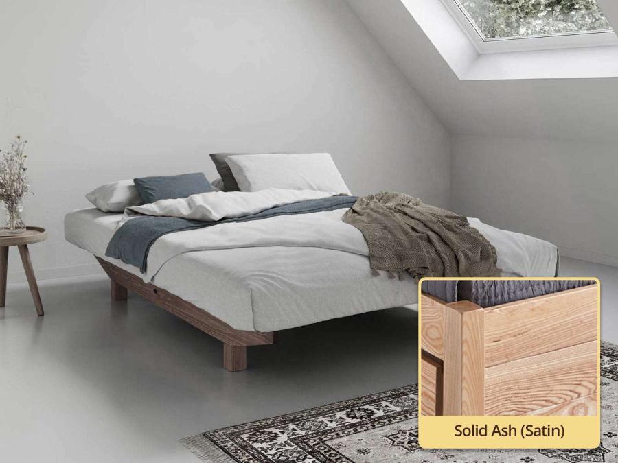 solid ash wooden platform bed frame no headboard space saver shoreditch design