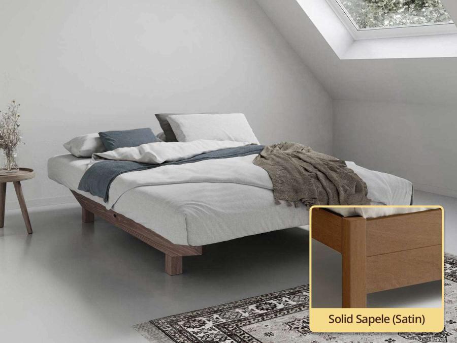 solid sapele wooden platform bed space saver no headboard
