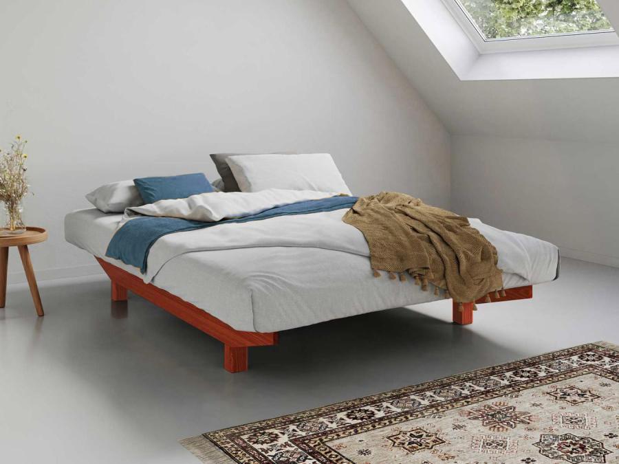red wooden shoreditch platform bed space saver design without headboard