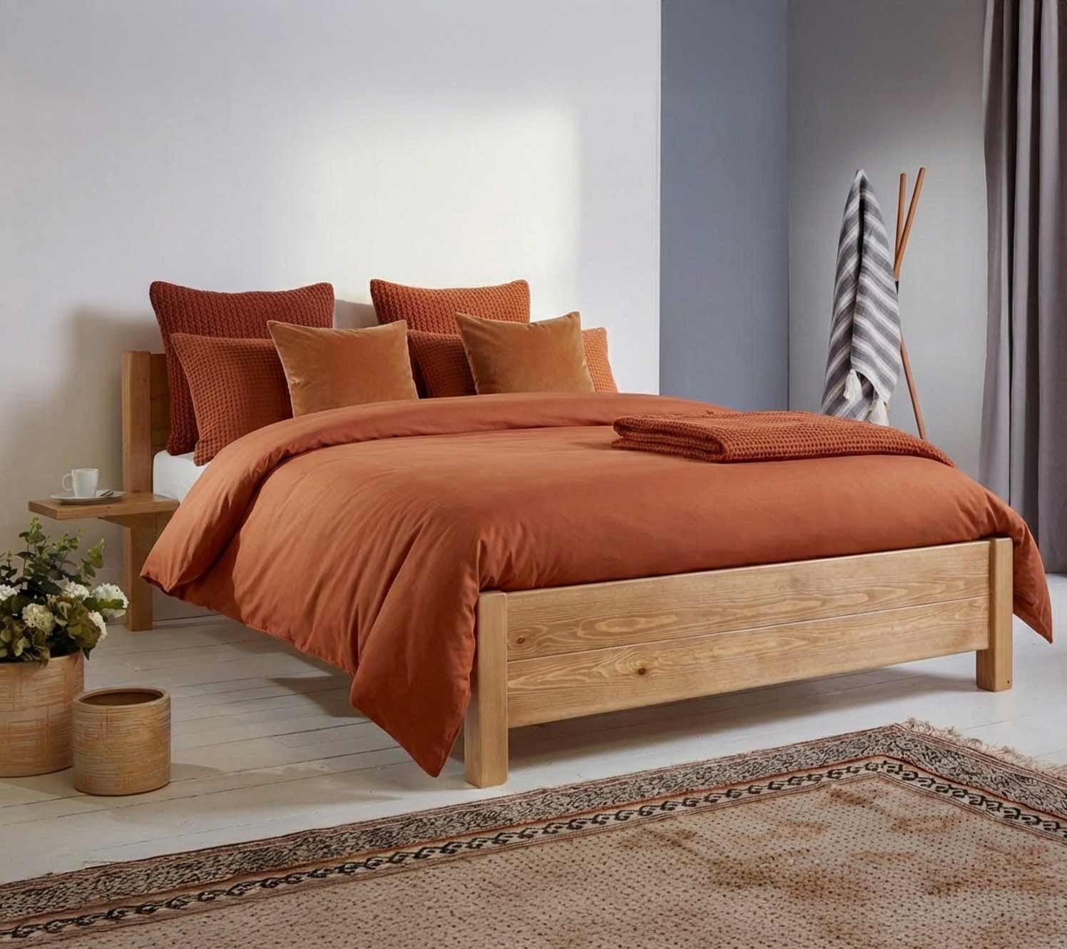Seasonal burnt orange bedroom decor