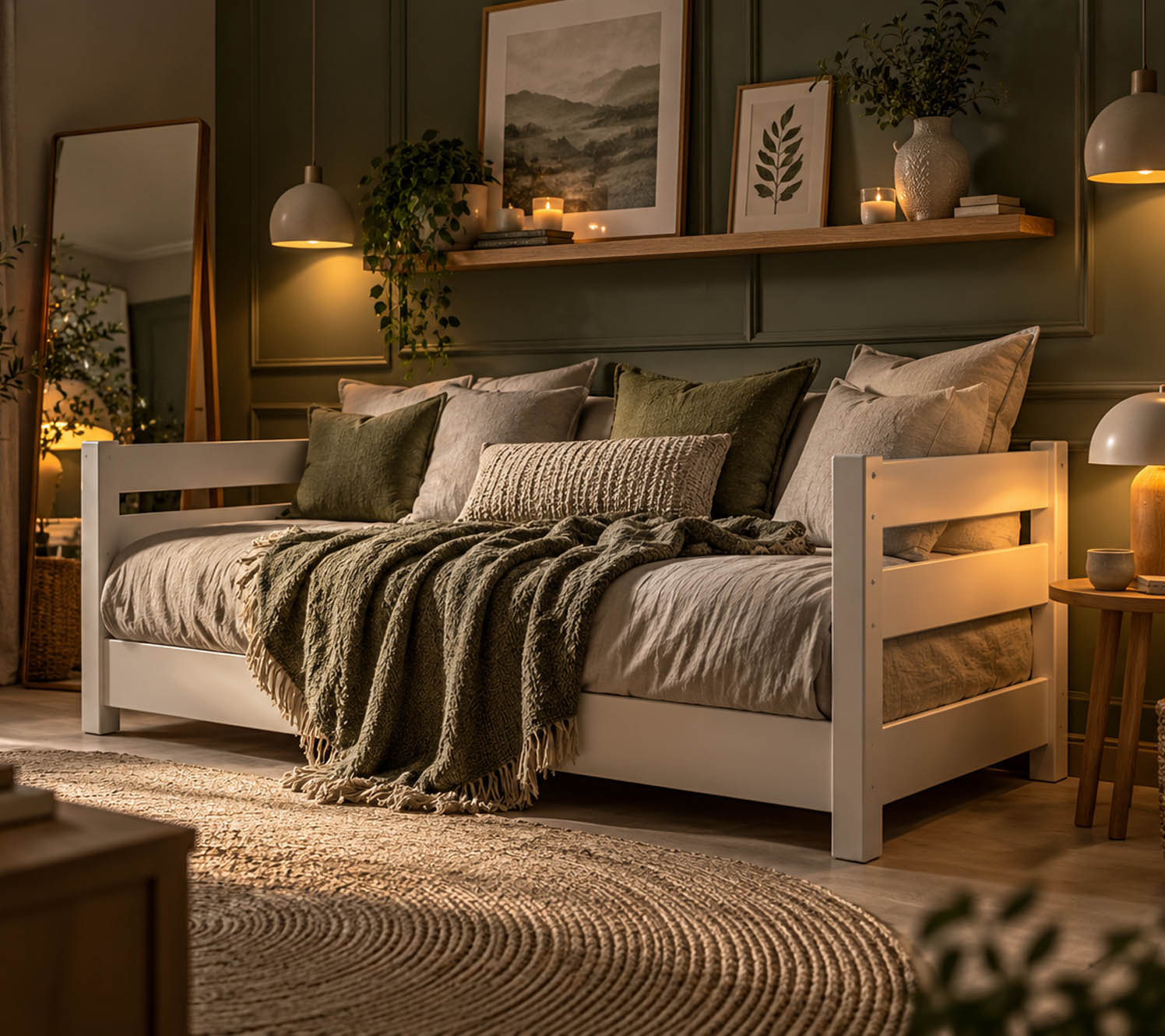 dark green and grey bedroom After-Dark Atmosphere