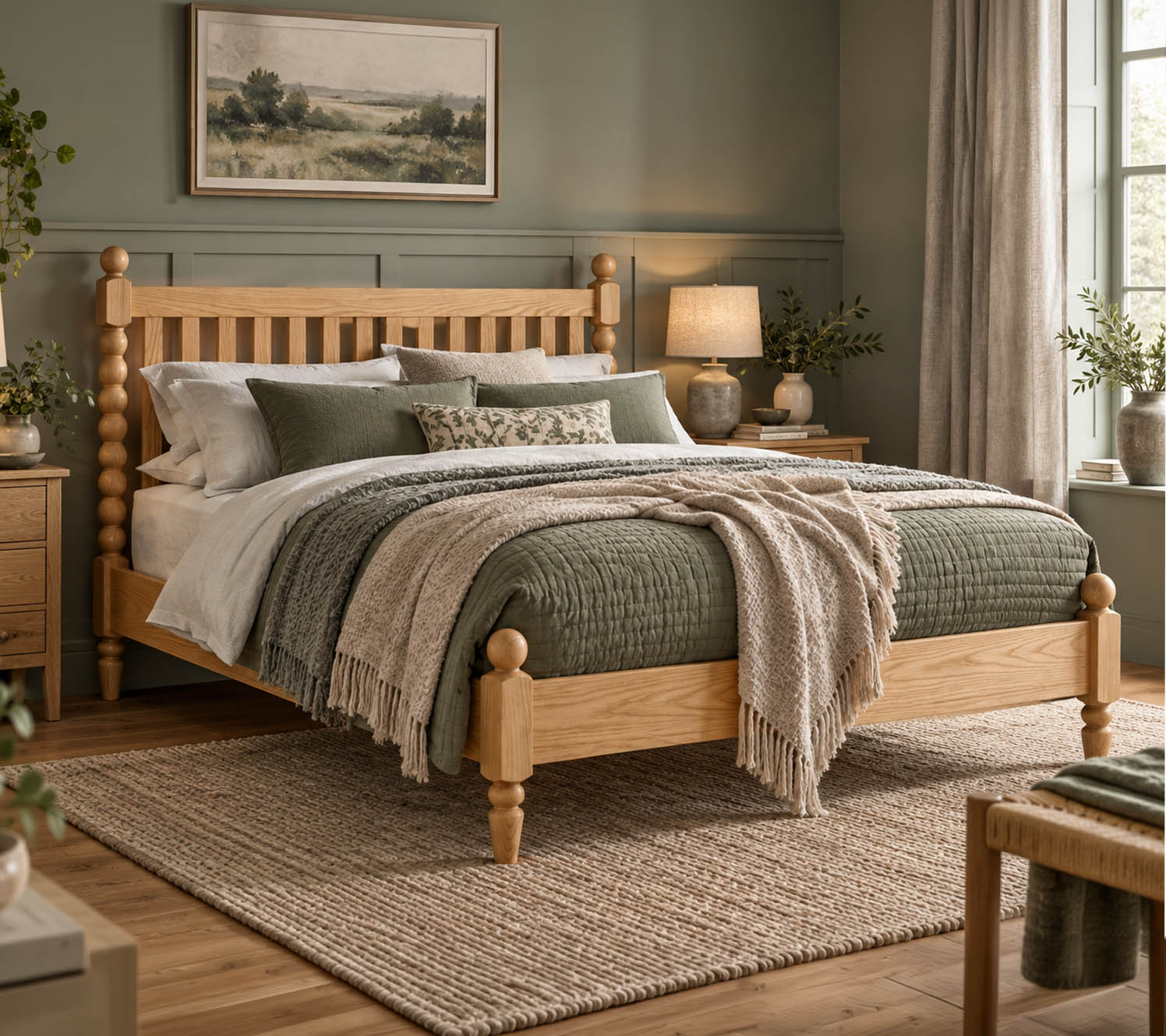 green and grey bedroom ideas Grounded by Natural Grain